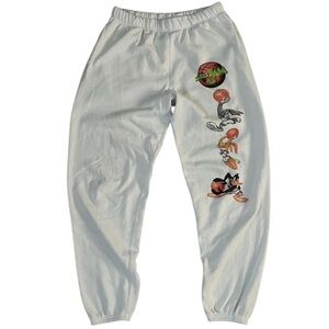 Space Jam White High Waisted Jogger Sweatpants, Size XL